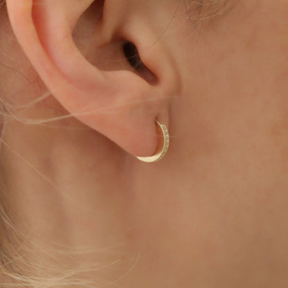 Infinity Huggie Diamond Hoops Earrings 14K Gold