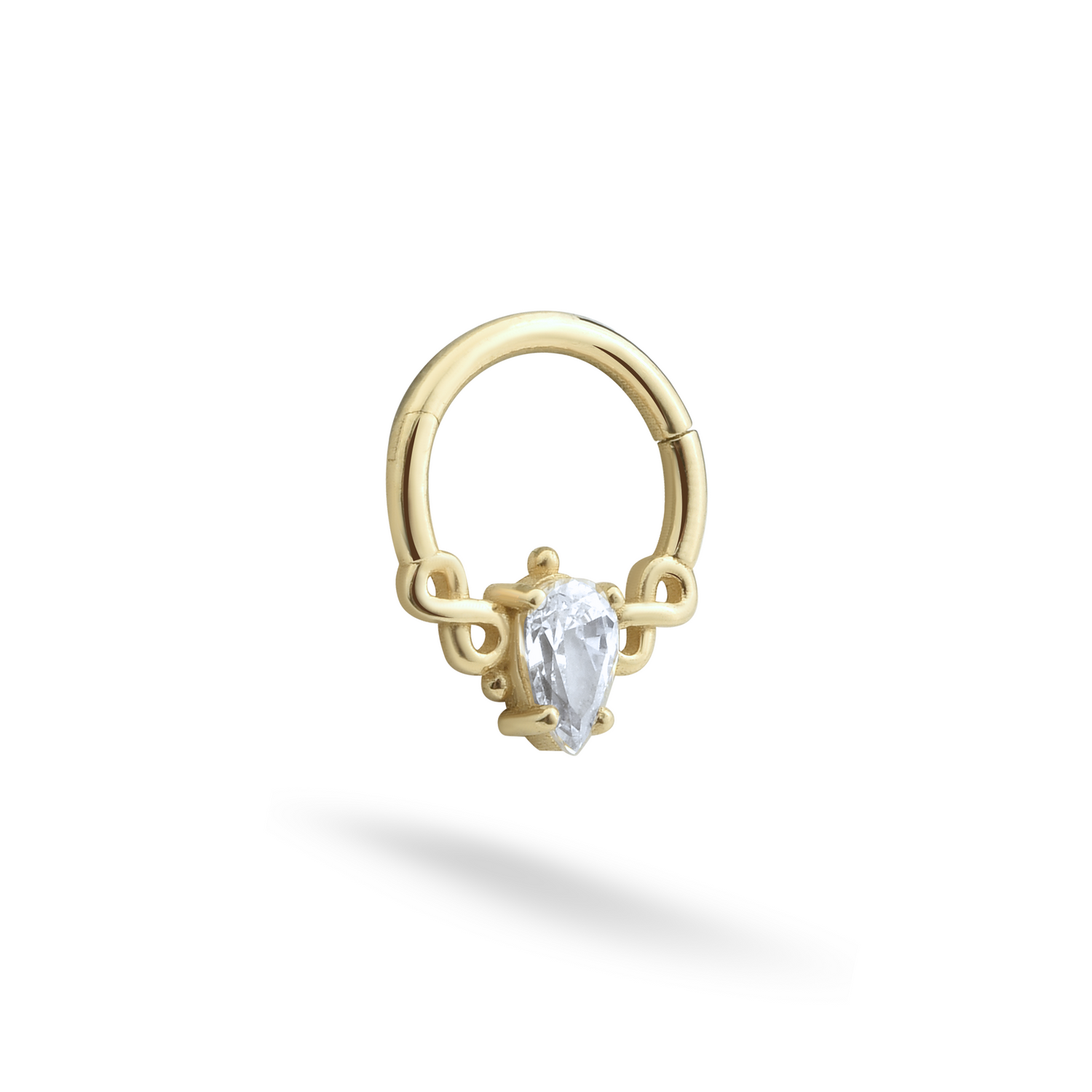 Infinity Stone Hoop Ear Piercing 14K Gold CZ Stone