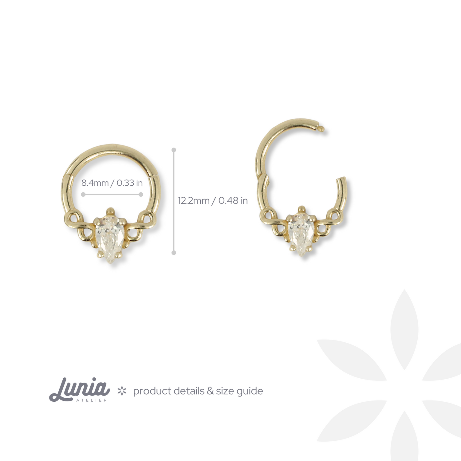 Infinity Stone Hoop Ear Piercing 14K Gold CZ Stone