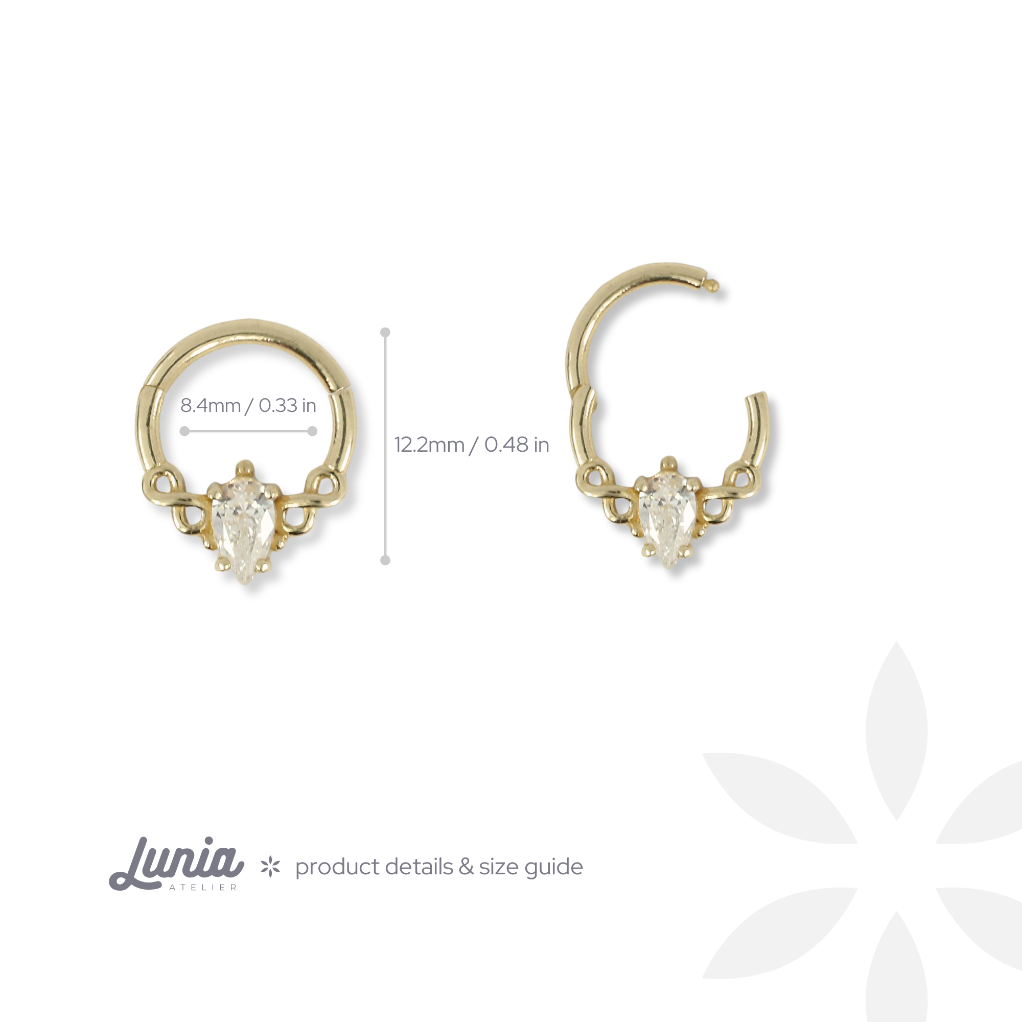 Infinity Stone Hoop Ear Piercing 14K Gold CZ Stone