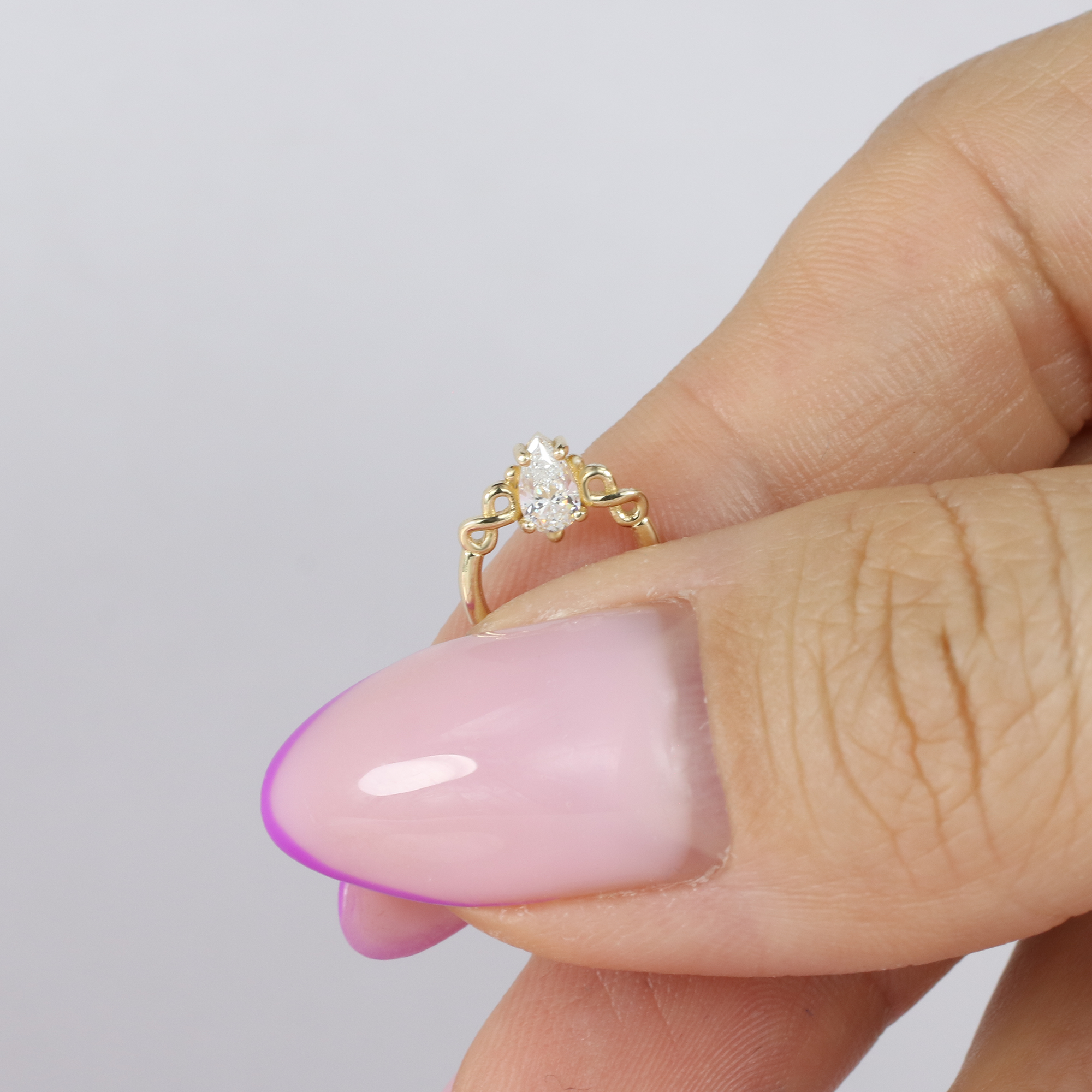 Infinity Stone Hoop Ear Piercing 14K Gold CZ Stone