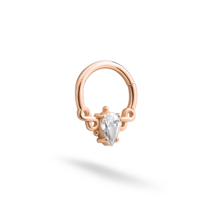Infinity Stone Hoop Ear Piercing 14K Gold CZ Stone