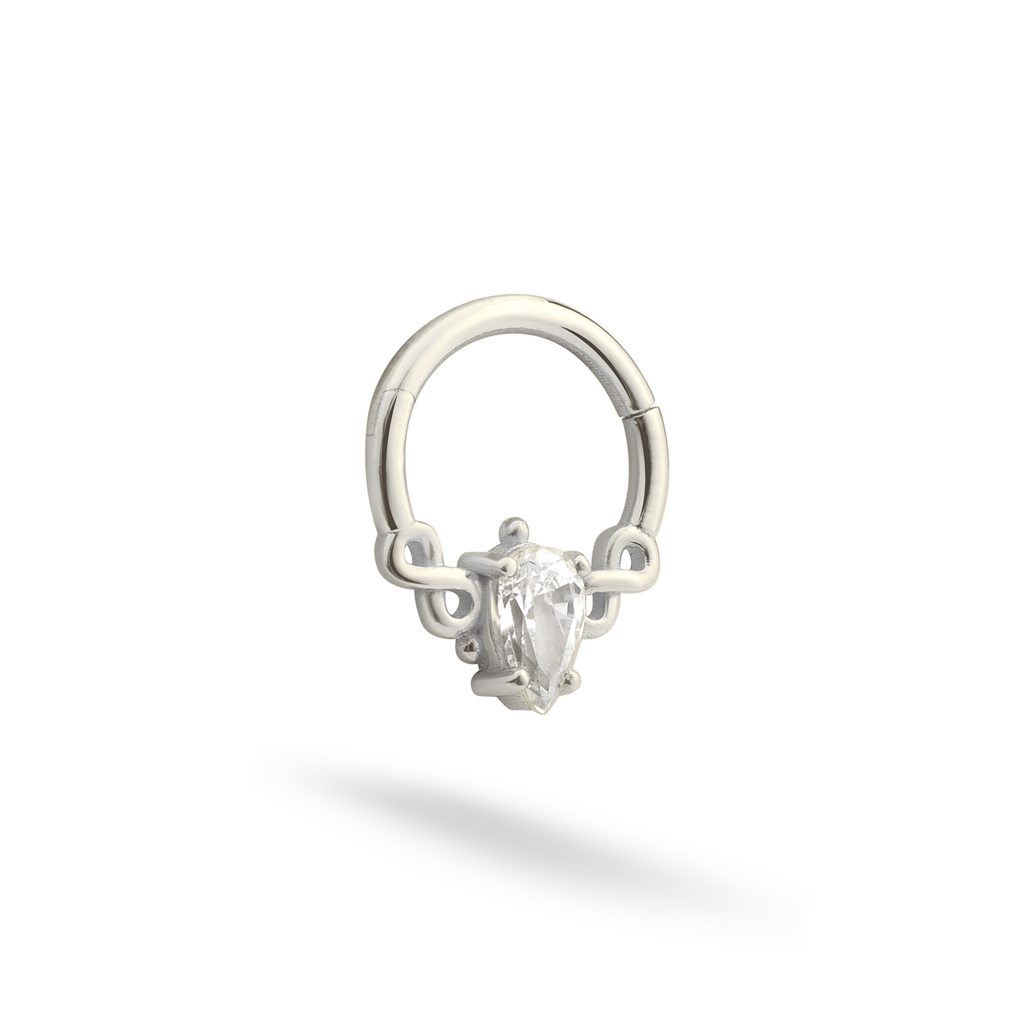 Infinity Stone Hoop Ear Piercing 14K Gold CZ Stone