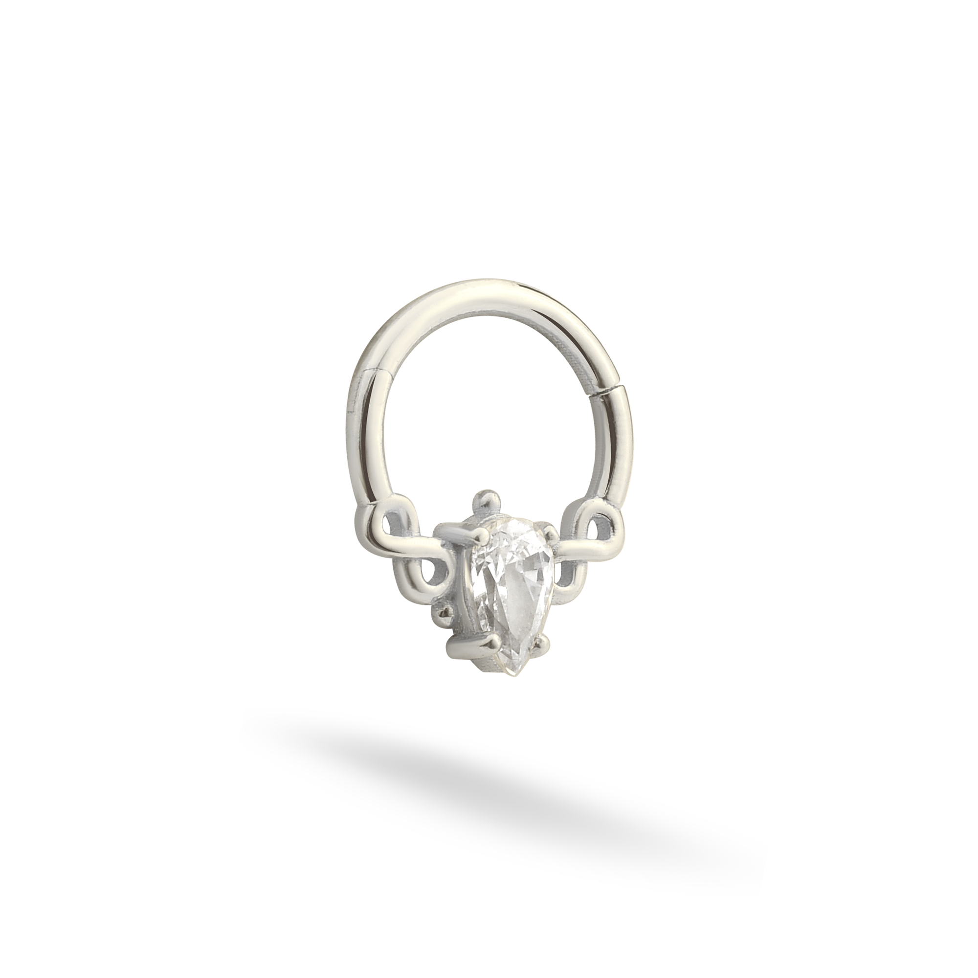 Infinity Stone Hoop Ear Piercing 14K Gold CZ Stone