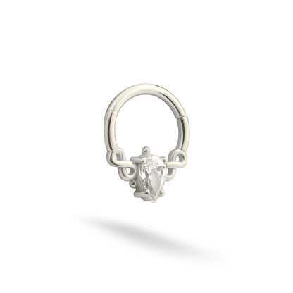 Infinity Stone Hoop Ear Piercing 14K Gold CZ Stone