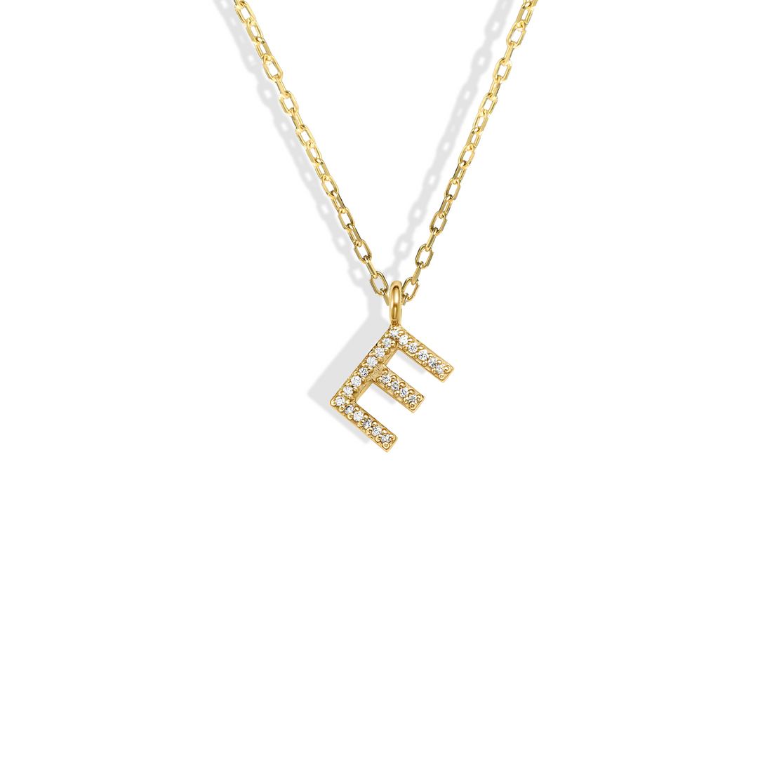 Initial Pendant Diamond Stone Necklace 14K Gold