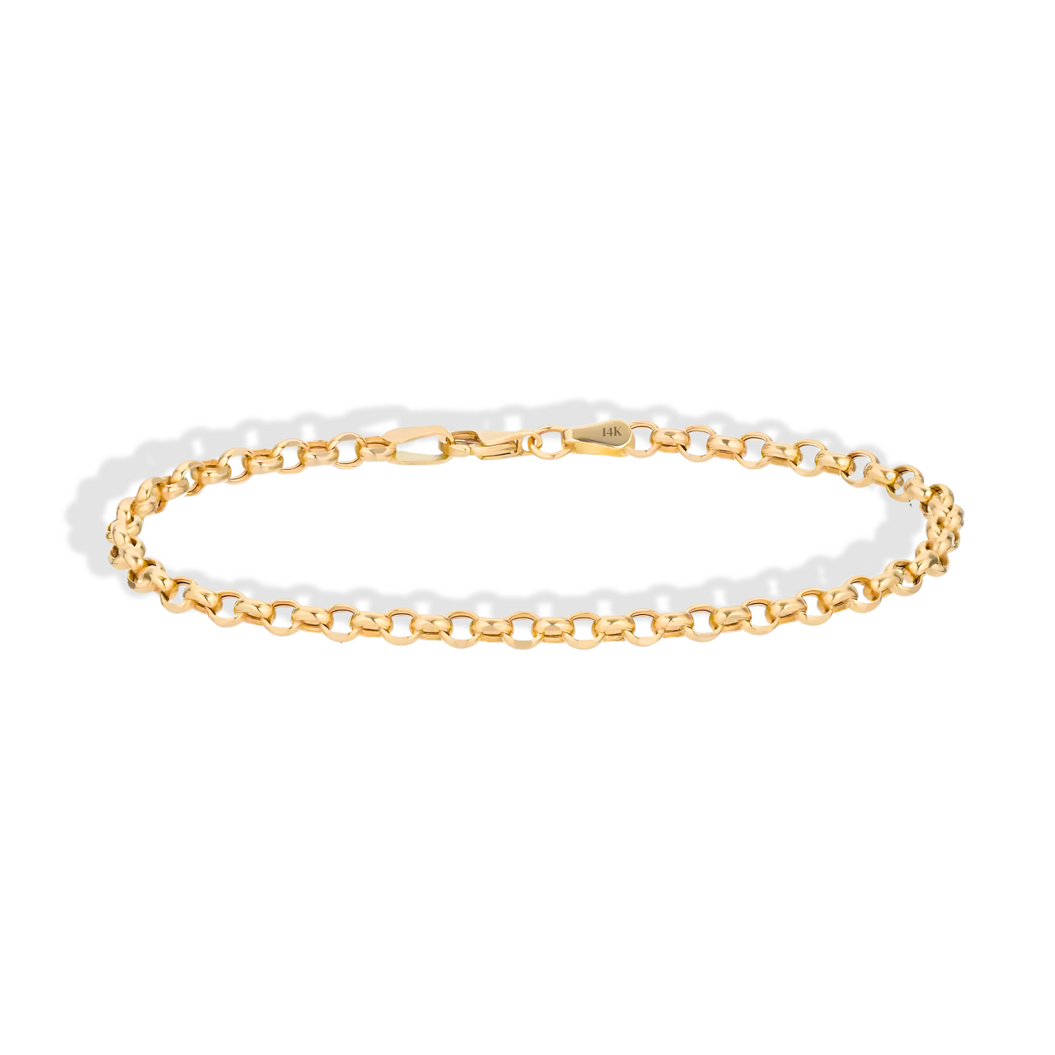 Interlocking Oval Rolo Chain Bracelet 14K Gold