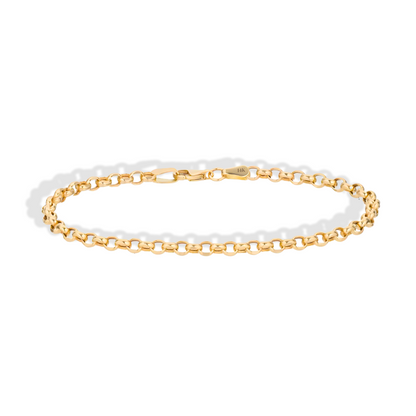 Interlocking Oval Rolo Chain Bracelet 14K Gold