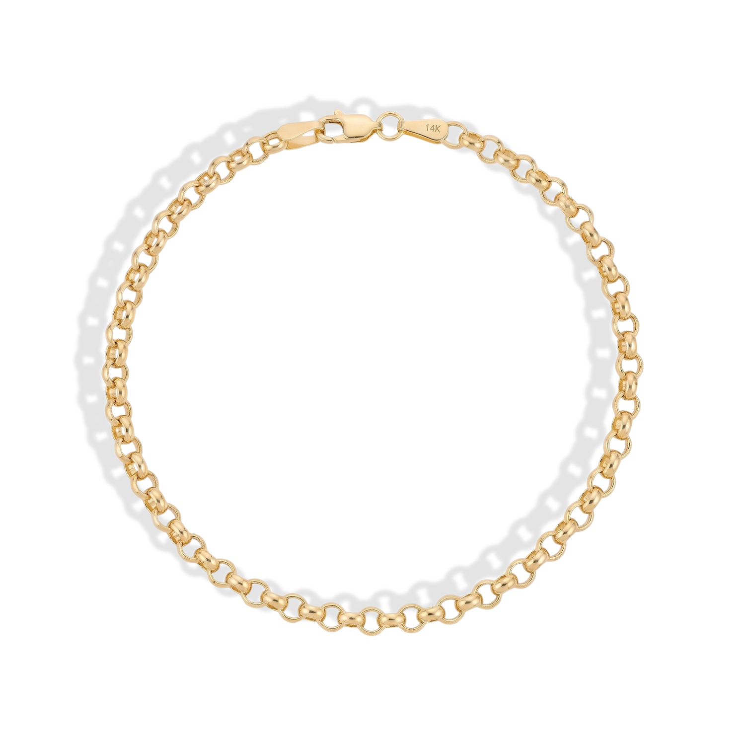 Interlocking Oval Rolo Chain Bracelet 14K Gold