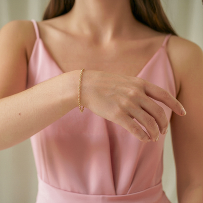 Interlocking Oval Rolo Chain Bracelet 14K Gold
