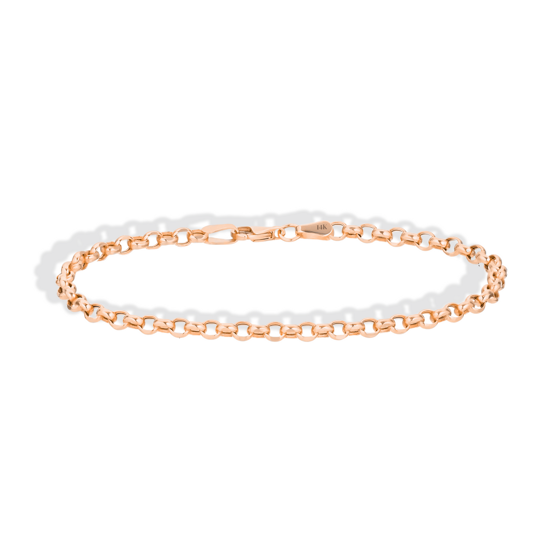 Interlocking Oval Rolo Chain Bracelet 14K Gold