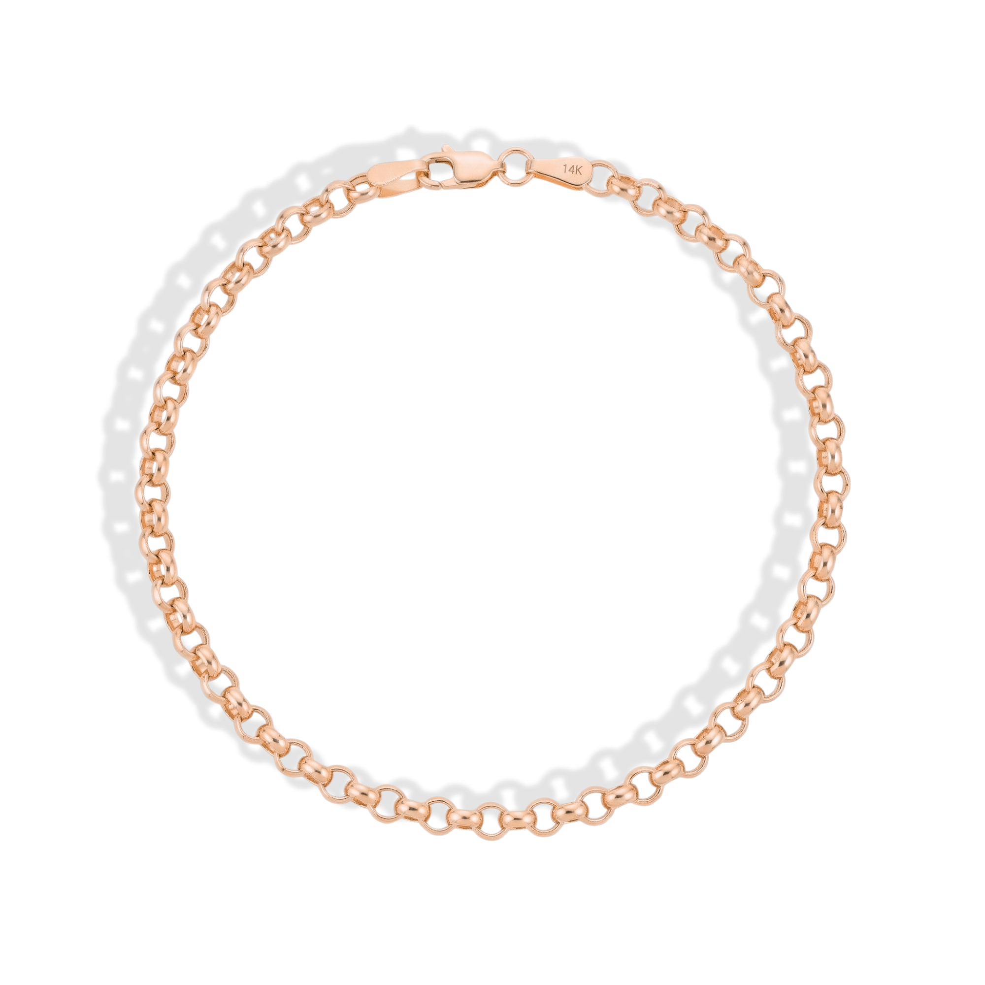 Interlocking Oval Rolo Chain Bracelet 14K Gold
