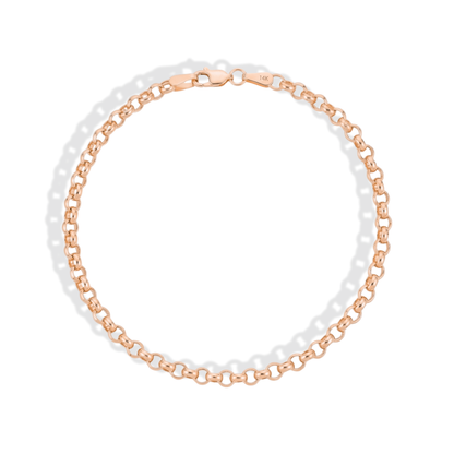 Interlocking Oval Rolo Chain Bracelet 14K Gold