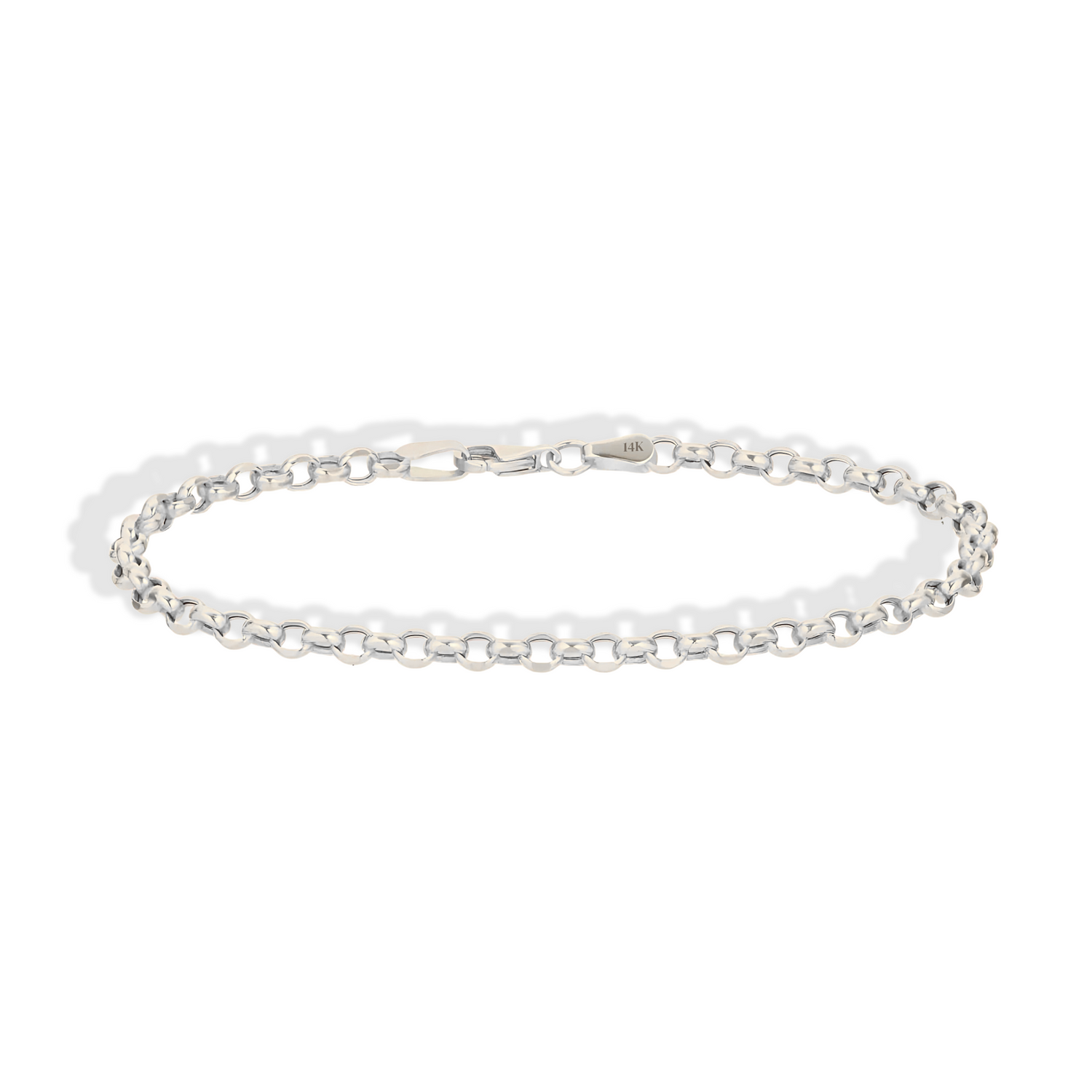 Interlocking Oval Rolo Chain Bracelet 14K Gold