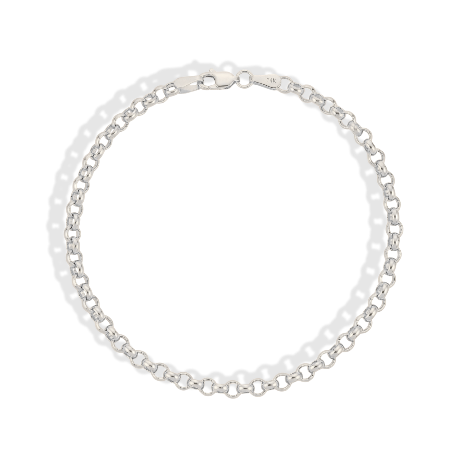Interlocking Oval Rolo Chain Bracelet 14K Gold