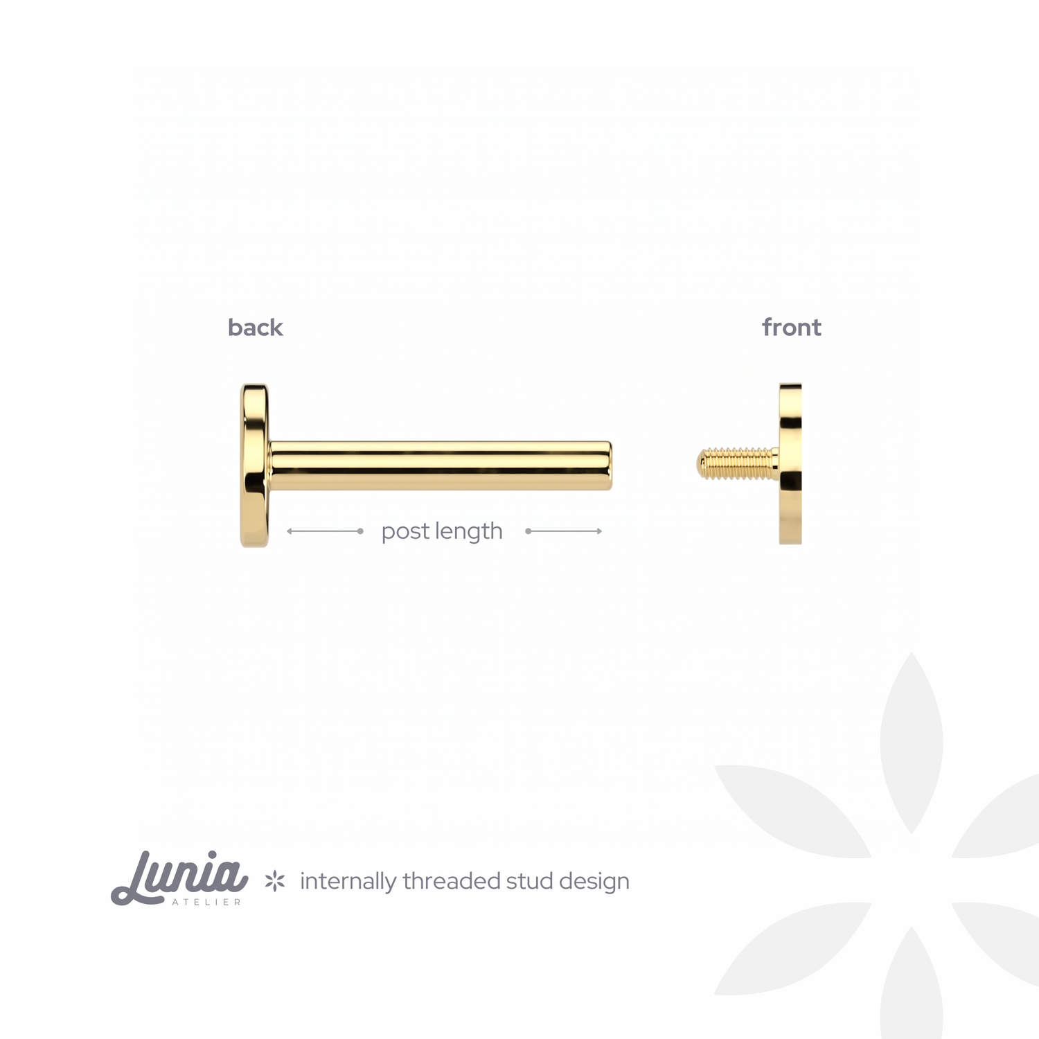 Africa Continent flatback ear piercing featuring internally threaded stud design