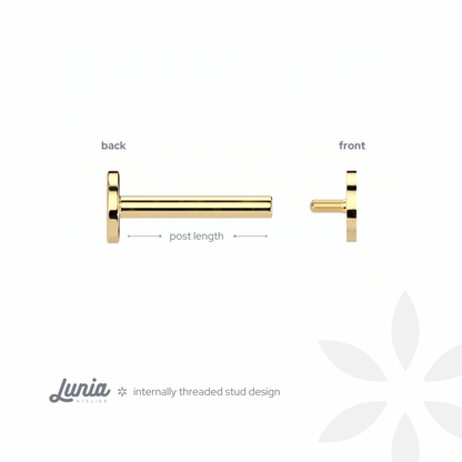 Sea Star flatback diamond ear piercing with internally threaded stud design