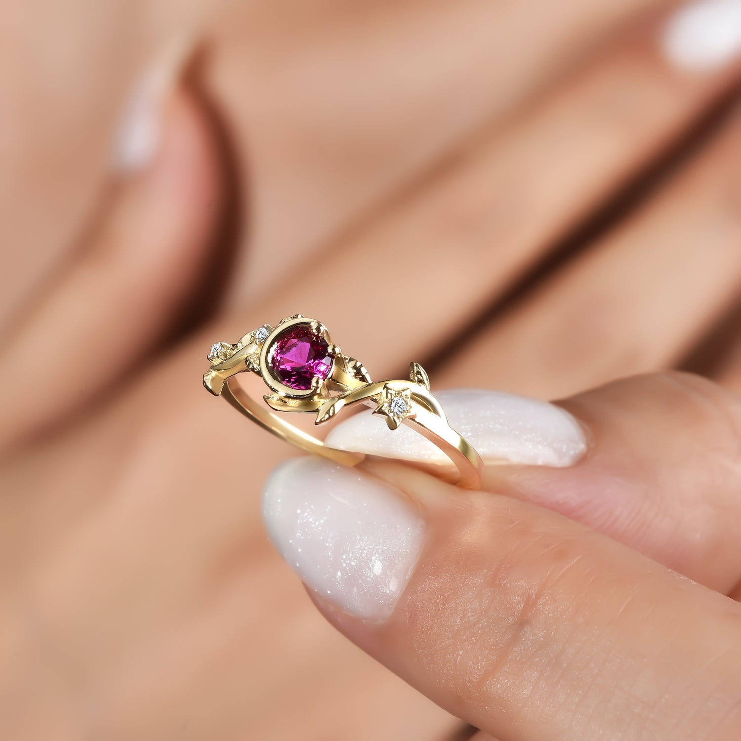 Ivy Pink Diamond Ring 14K Gold