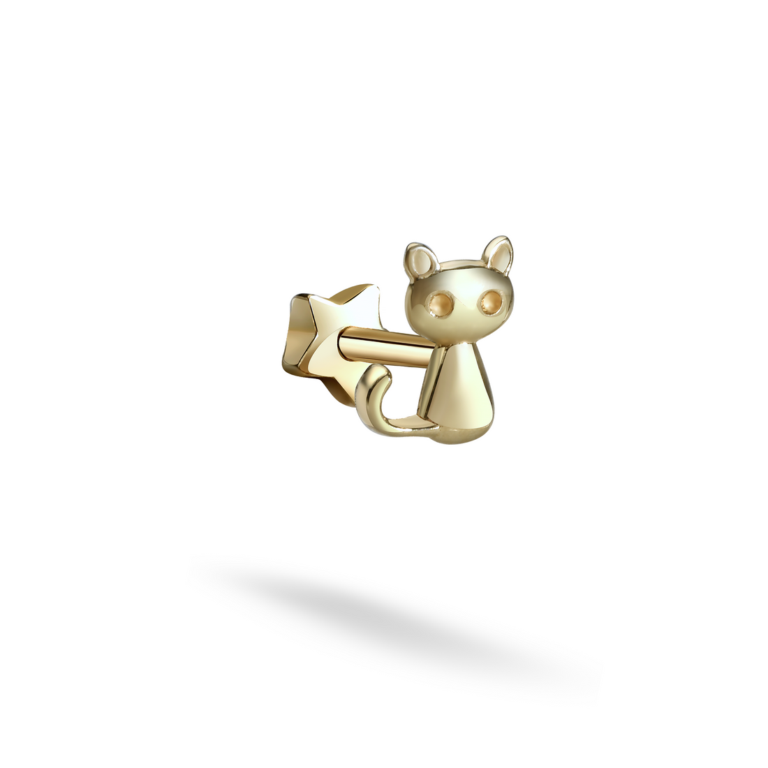 Kitty Flatback Ear Piercing 14K Gold