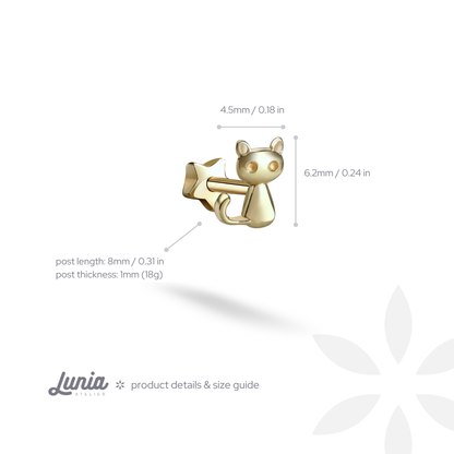 Kitty Flatback Ear Piercing 14K Gold
