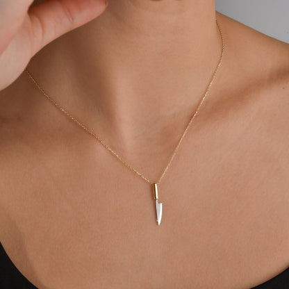 Knife Necklace 14K Gold / Silver inspired by culinary arts. A meaningful, hand crafted piece for chefs and food lovers.