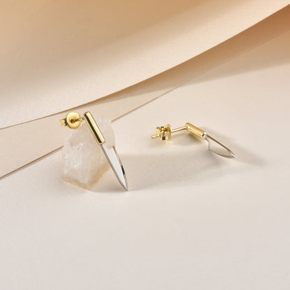 Knife Stud 14K Gold Earrings / Silver
