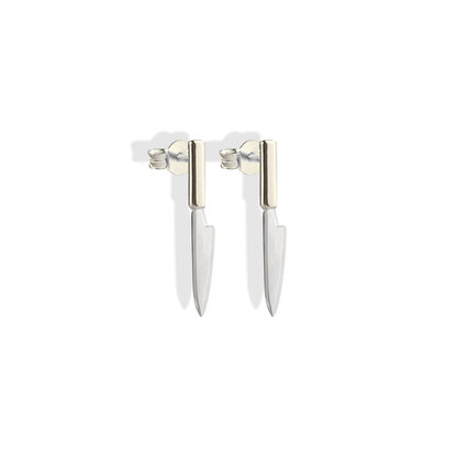 Knife Stud 14K Gold Earrings / Silver