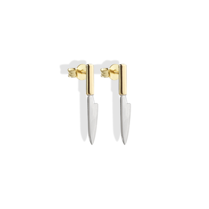 Knife Stud 14K Gold Earrings / Silver