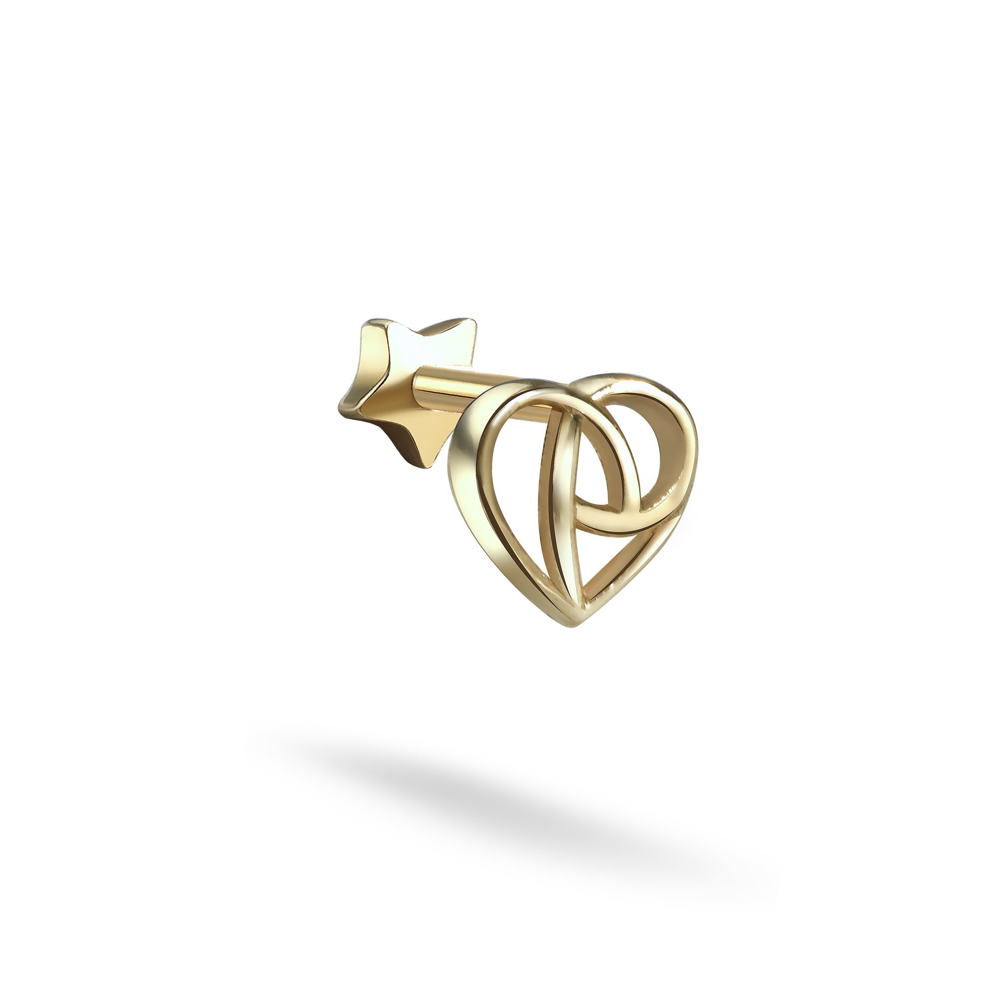 Knot Heart Flatback Ear Piercing 14K Gold