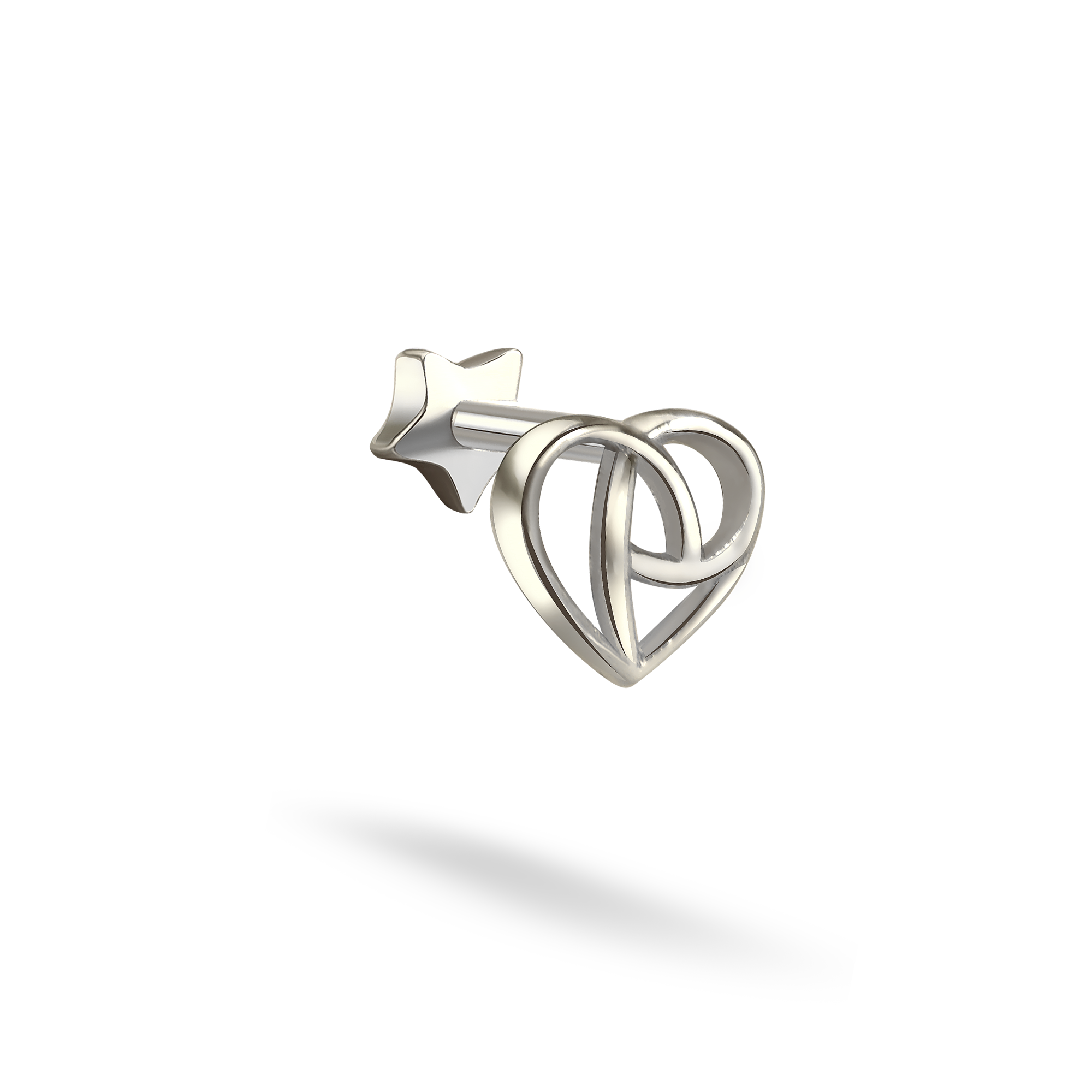 Knot Heart Flatback Ear Piercing 14K Gold