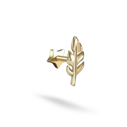 Leaf Branch Flatback Ear Piercing 14K Gold