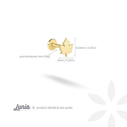 Leaf Flatback Ear Piercing 14K Gold / Silver