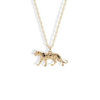 Leopard Pendant Necklace 14K Gold / Silver inspired by wild animals. A hand crafted panther necklace design for those who love bold, nature-inspired jewelry.