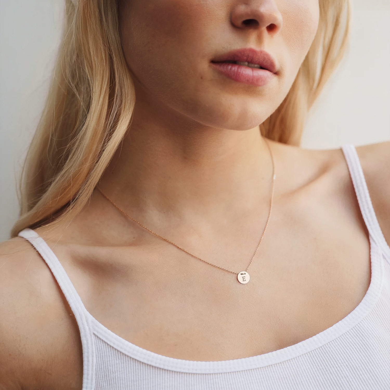 Letter Initial Charm Necklace 14K Gold