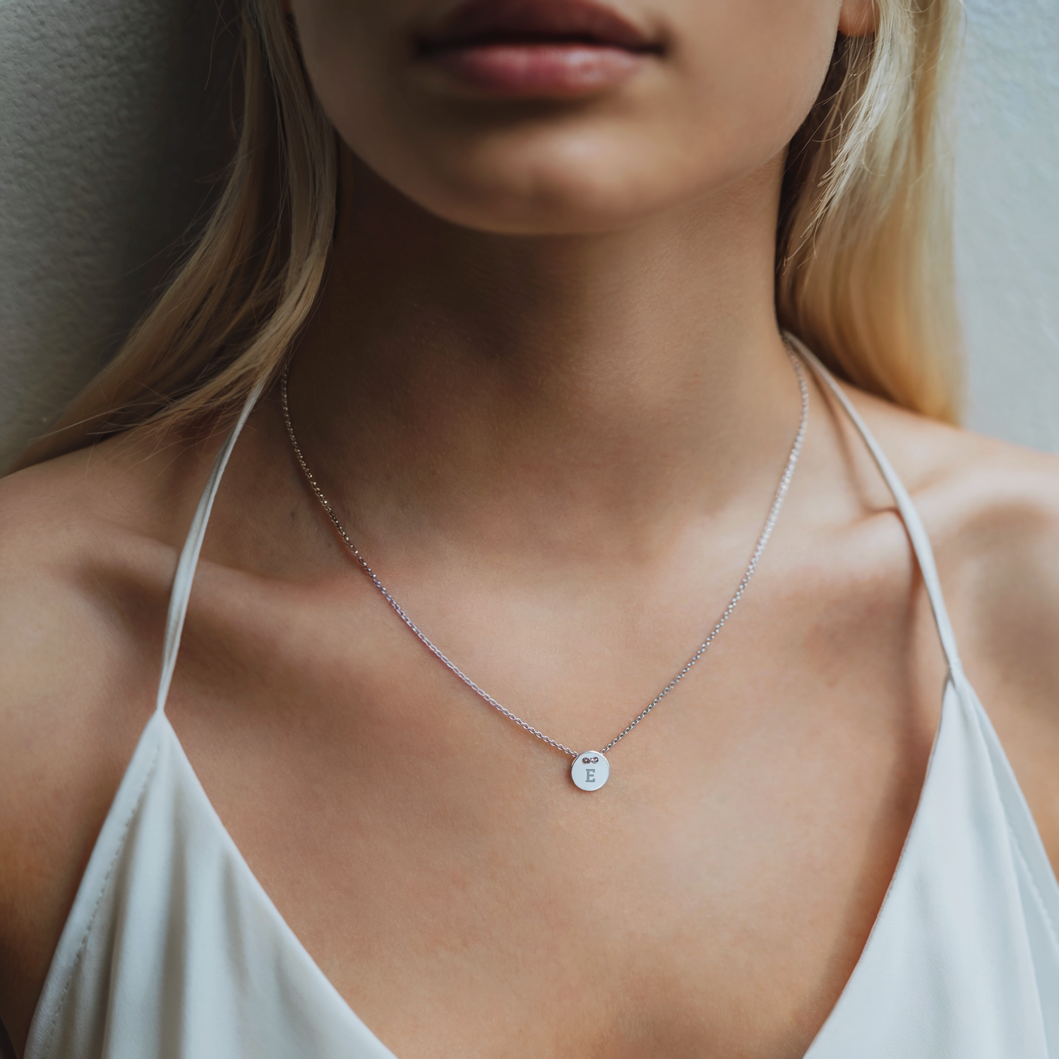 Letter Initial Charm Necklace 14K Gold