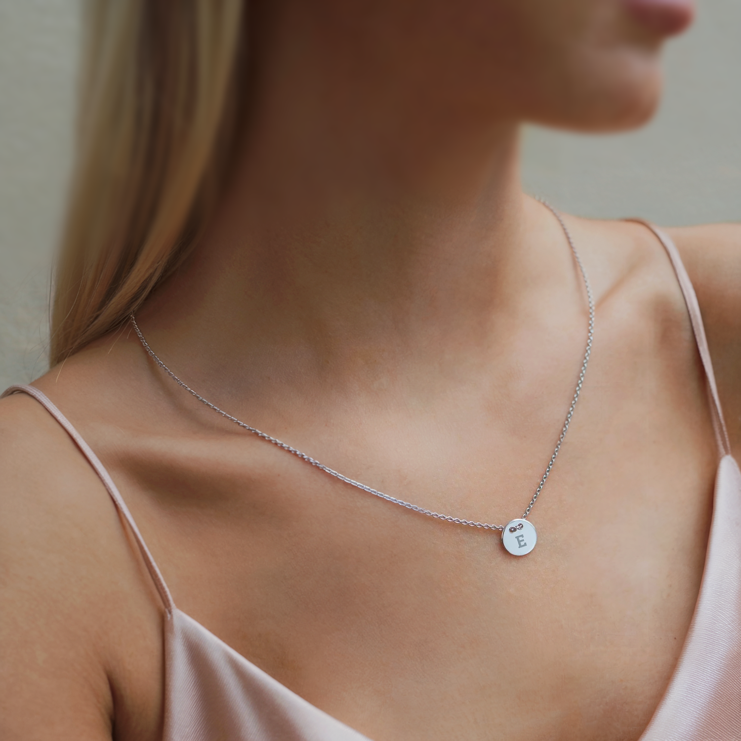 Letter Initial Charm Necklace 14K Gold