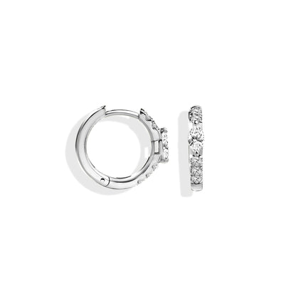 Light Strokes Diamond Hoops Earrings 14K Gold
