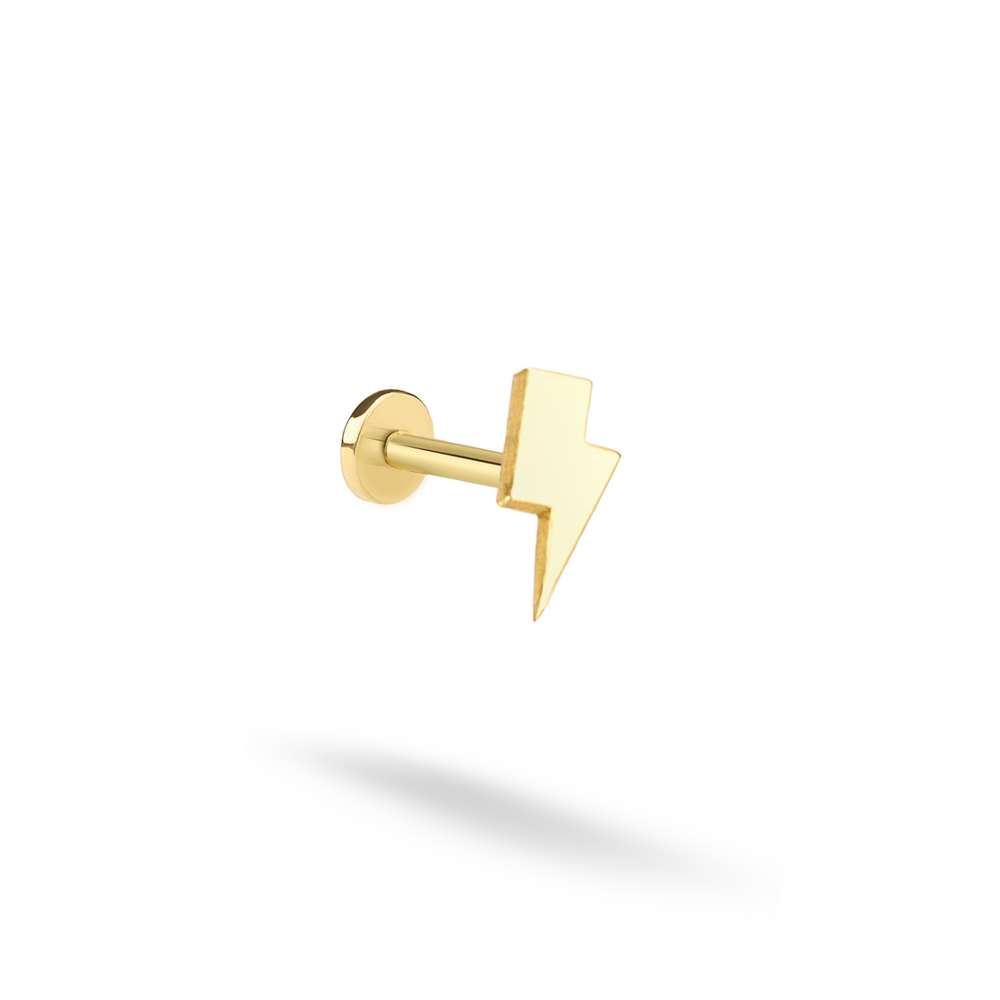 Lightning Bolt Flatback Ear Piercing 14K Gold