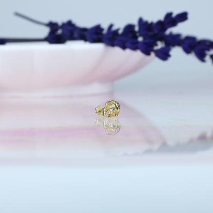 Lion Head Flatback Ear Piercing 14K Gold