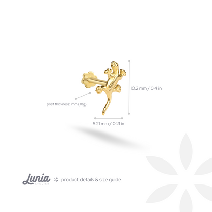 Lizard Flatback Ear Piercing 14K Gold