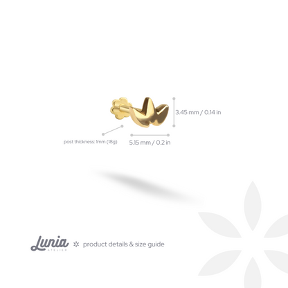 Lotus Flatback Ear Piercing 14K Gold