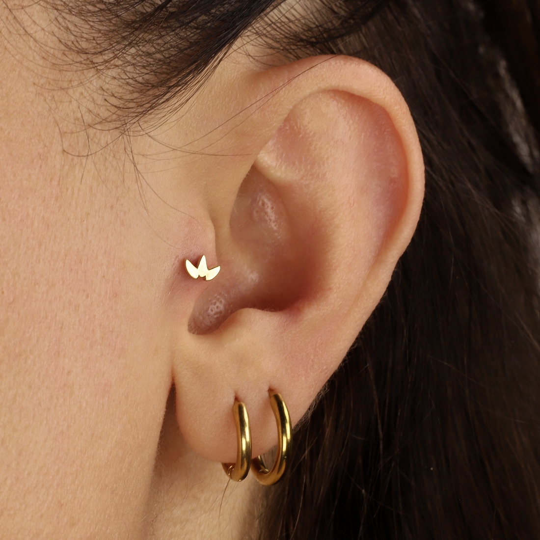 Lotus Flatback Ear Piercing 14K Gold