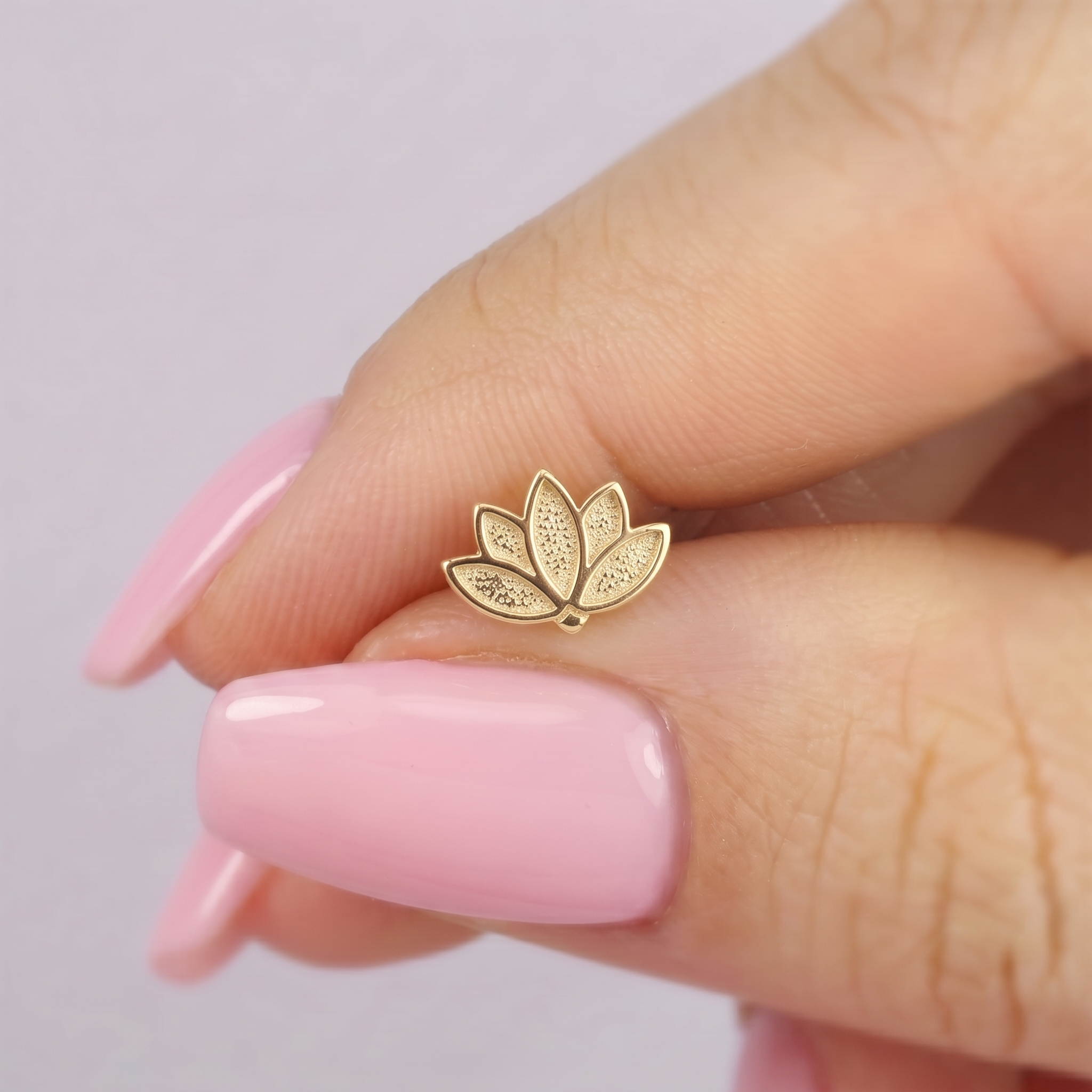 Lotus Flower Flatback Ear Piercing 14K Gold / Silver