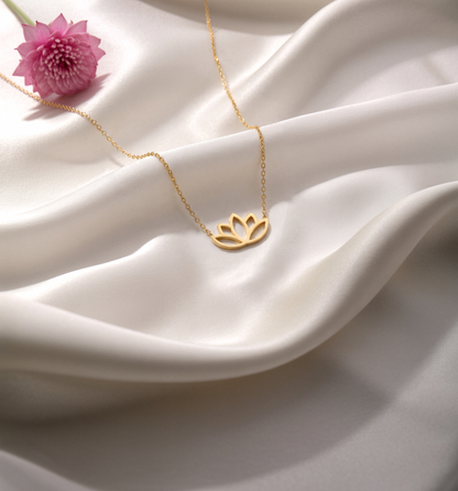 Lotus Flower Pendant Necklace 14K Gold / Silver