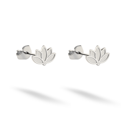 Lotus Flower Stud Earrings 14K Gold / Silver