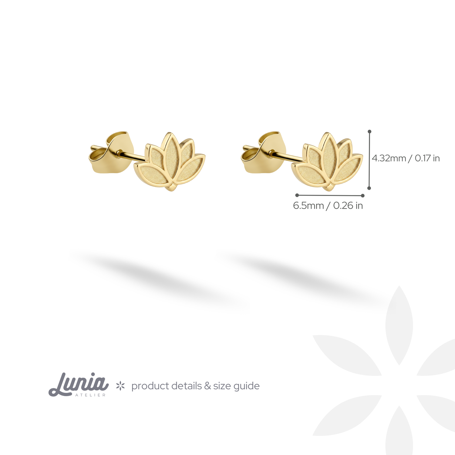Lotus Flower Stud Earrings 14K Gold / Silver