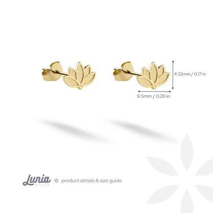 Lotus Flower Stud Earrings 14K Gold / Silver