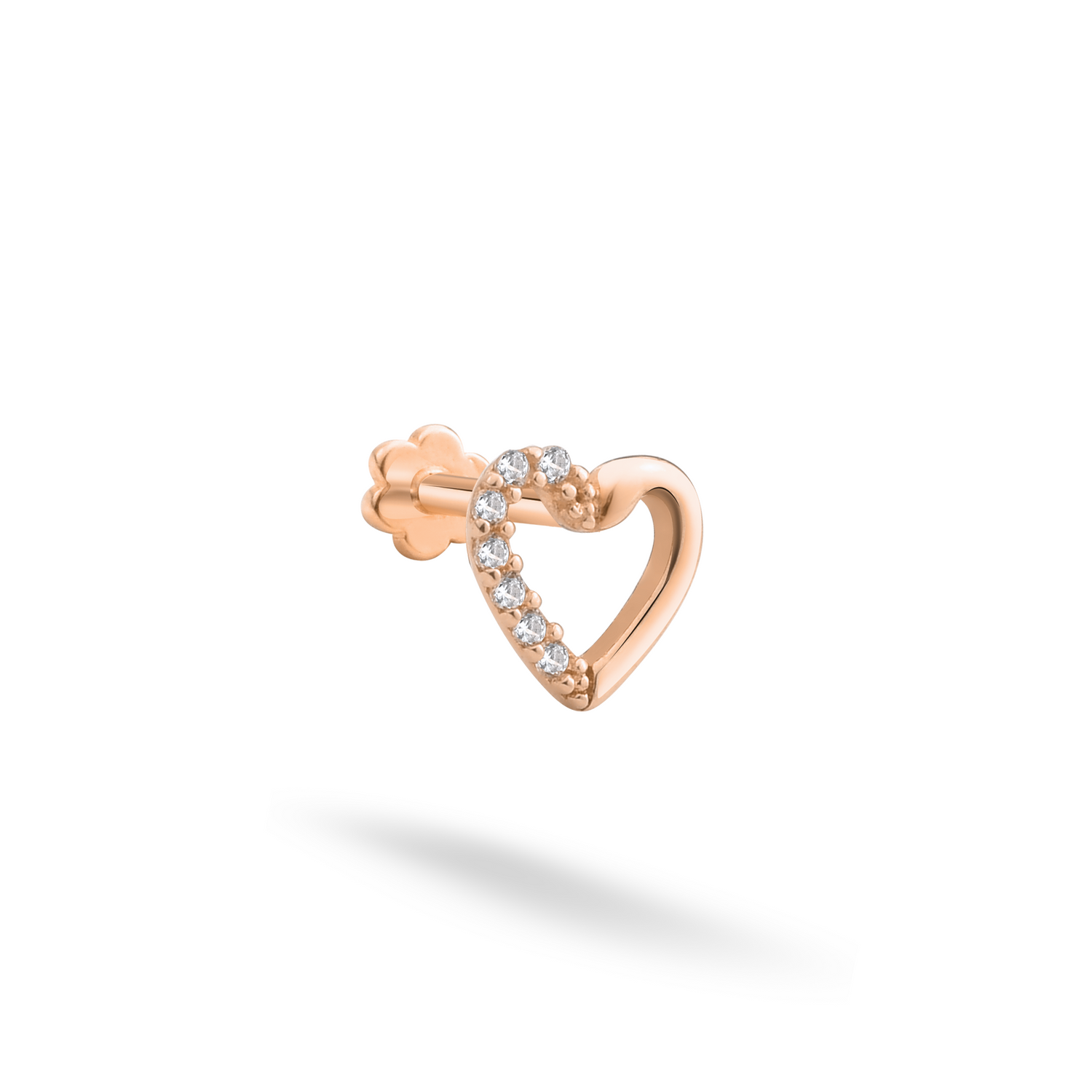 Love Glow Cloud Flatback Ear Piercing 14K Gold with CZ Stone