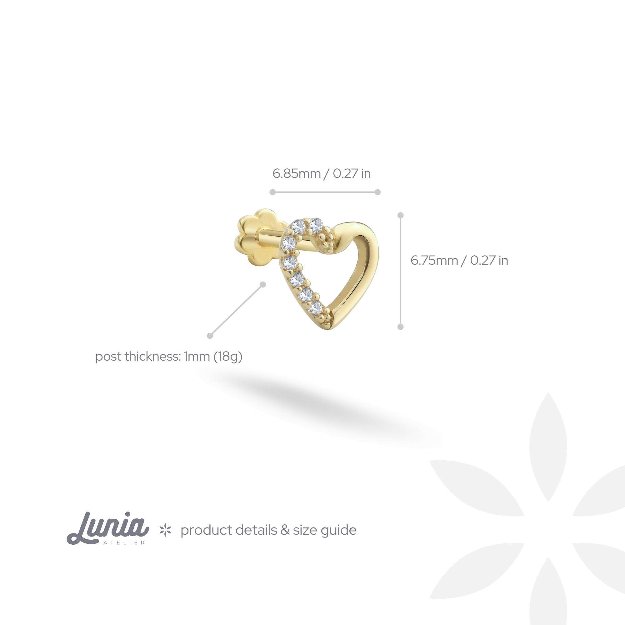 Love Glow Cloud Flatback Ear Piercing 14K Gold with CZ Stone