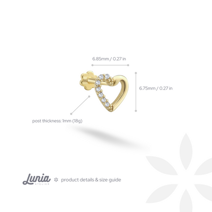 Love Glow Cloud Flatback Ear Piercing 14K Gold with CZ Stone